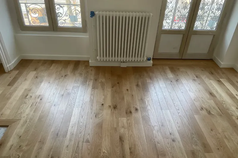Parquet chêne à lames posé dans un appartement ancien lyonnais