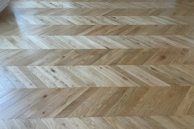 Grande pièce en parquet point de Hongrie chêne, pose ALB Parquet à Lyon